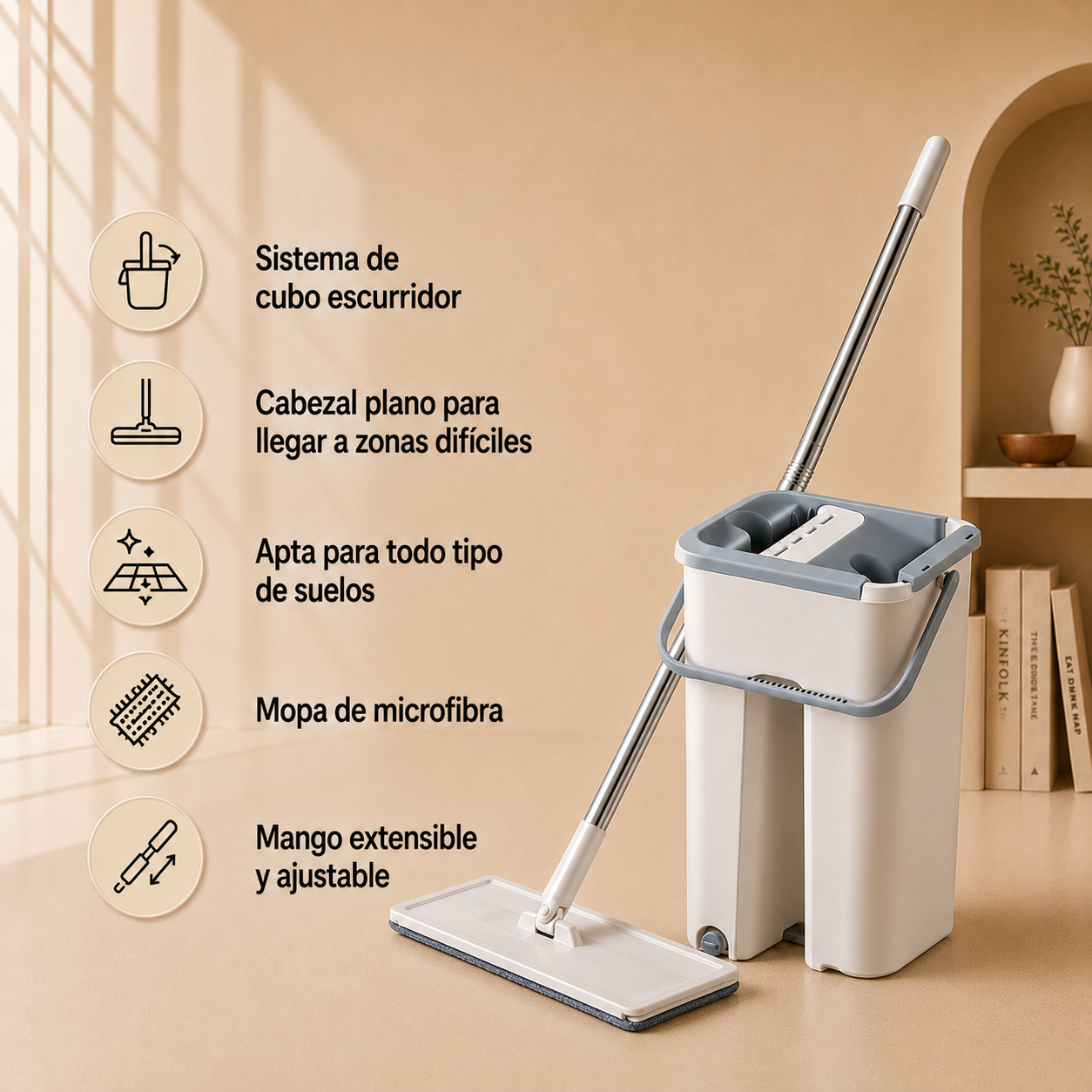 Mopa con cubo escurridor Velania™
